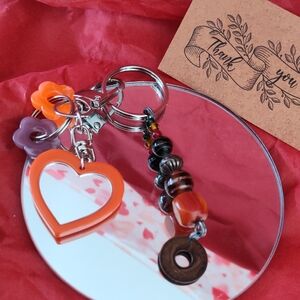 1942 1 Cent Coin from British East Africa Modified Key Chain Bead Mirror Novelty